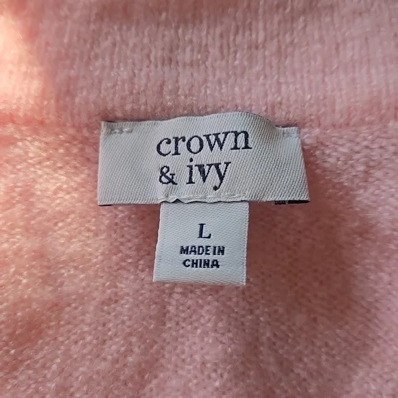 Crown & Ivy Pink Cardigan Gold Heart Buttons Coquette Feminine Balletcore Large - Picture 6 of 9